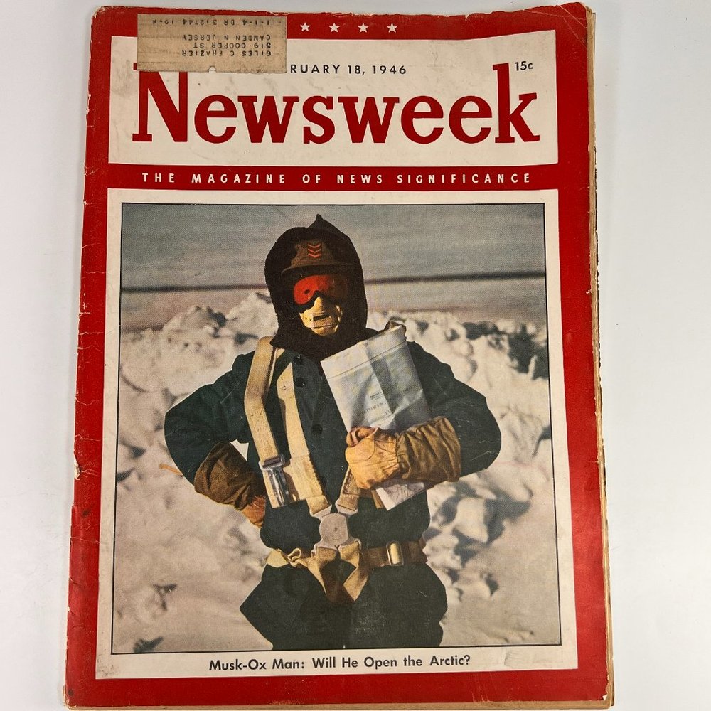 Vintage Newsweek Magazine Musk Ox Man Will He Open The Artic February 18 1946